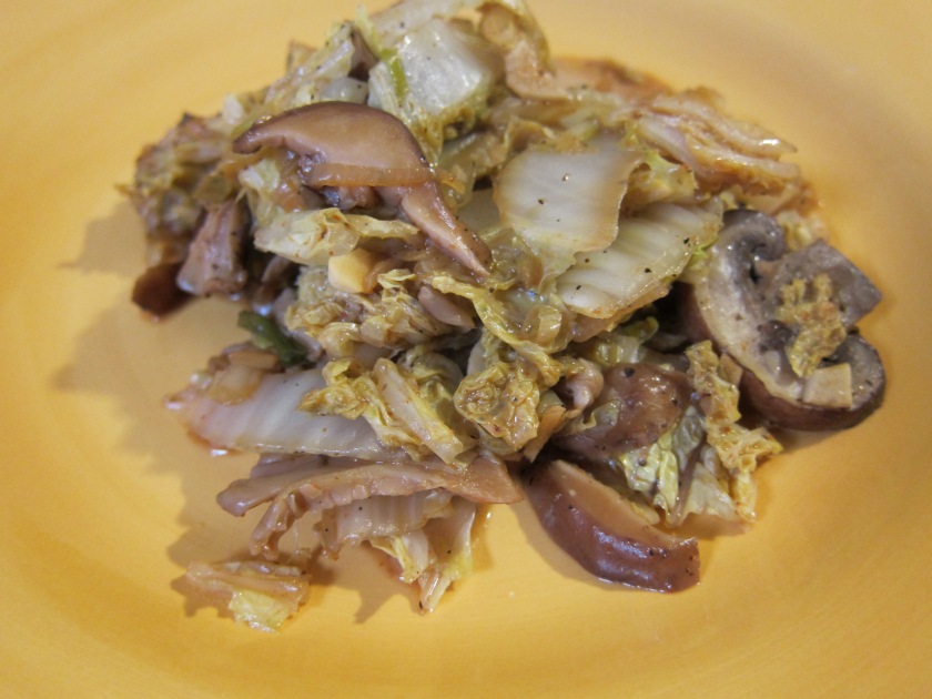 Sauteed Napa cabbage with mushrooms