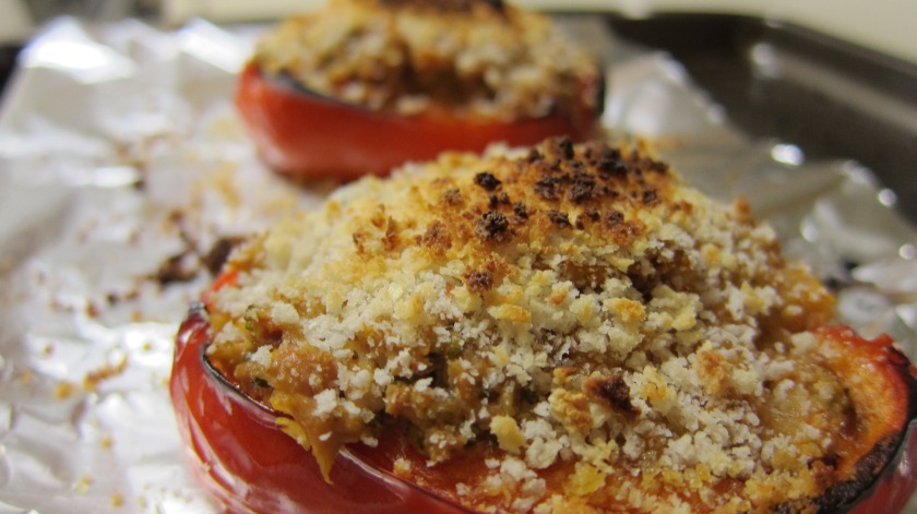 Chicken, Tofu, Vegetable Stuffed Bell Peppers by Tiny Chili Pepper